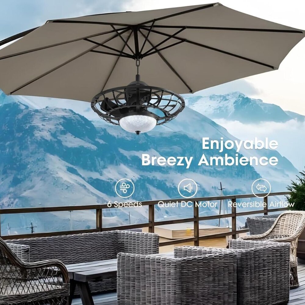 20" Outdoor Ceiling Fan with Light Caged Ceiling Fan 3CCT - Picture 5 of 11